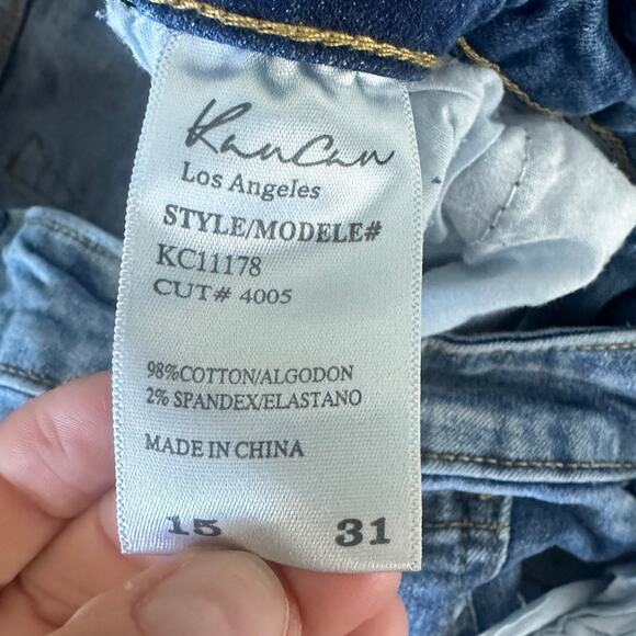 KanCan jeans KC11178 size 31 frayed hems ankled cropped light to med wash - Picture 7 of 10